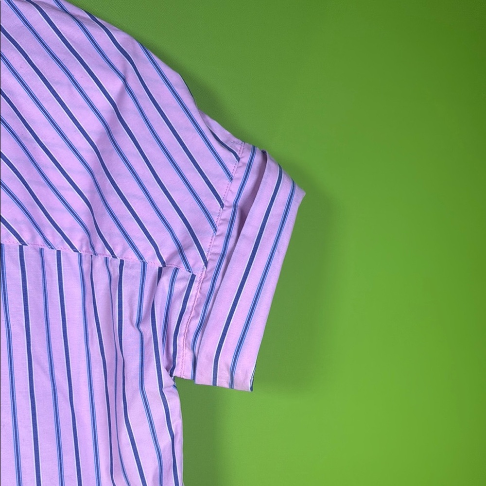 Elegant Pink and Blue Striped Midi blouse - Picture 7 of 12